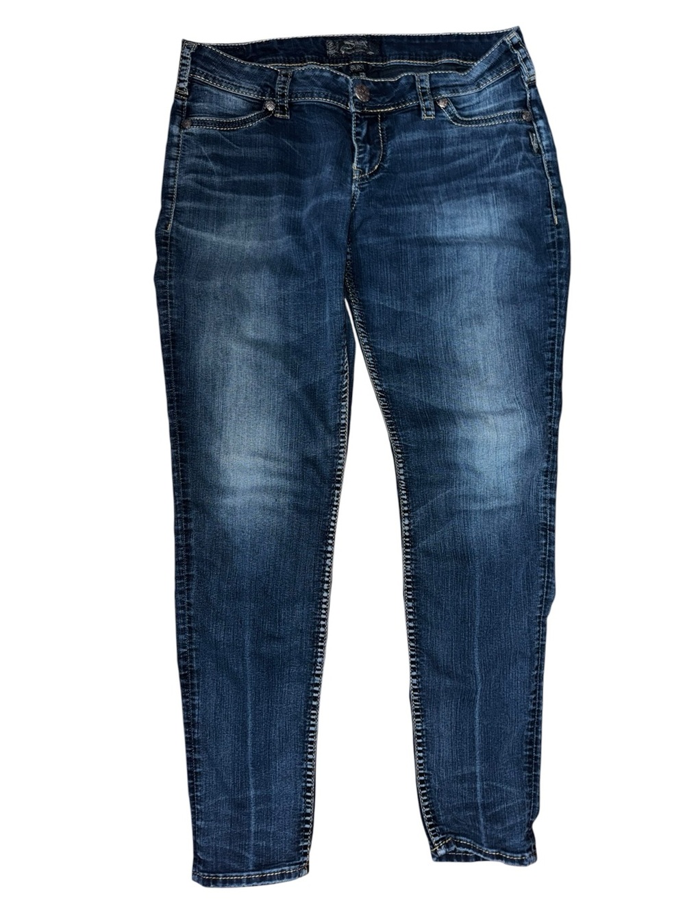 Silver Jeans Suki Mid Super Skinny W31 L31 Womens Stretch Dark Wash Denim